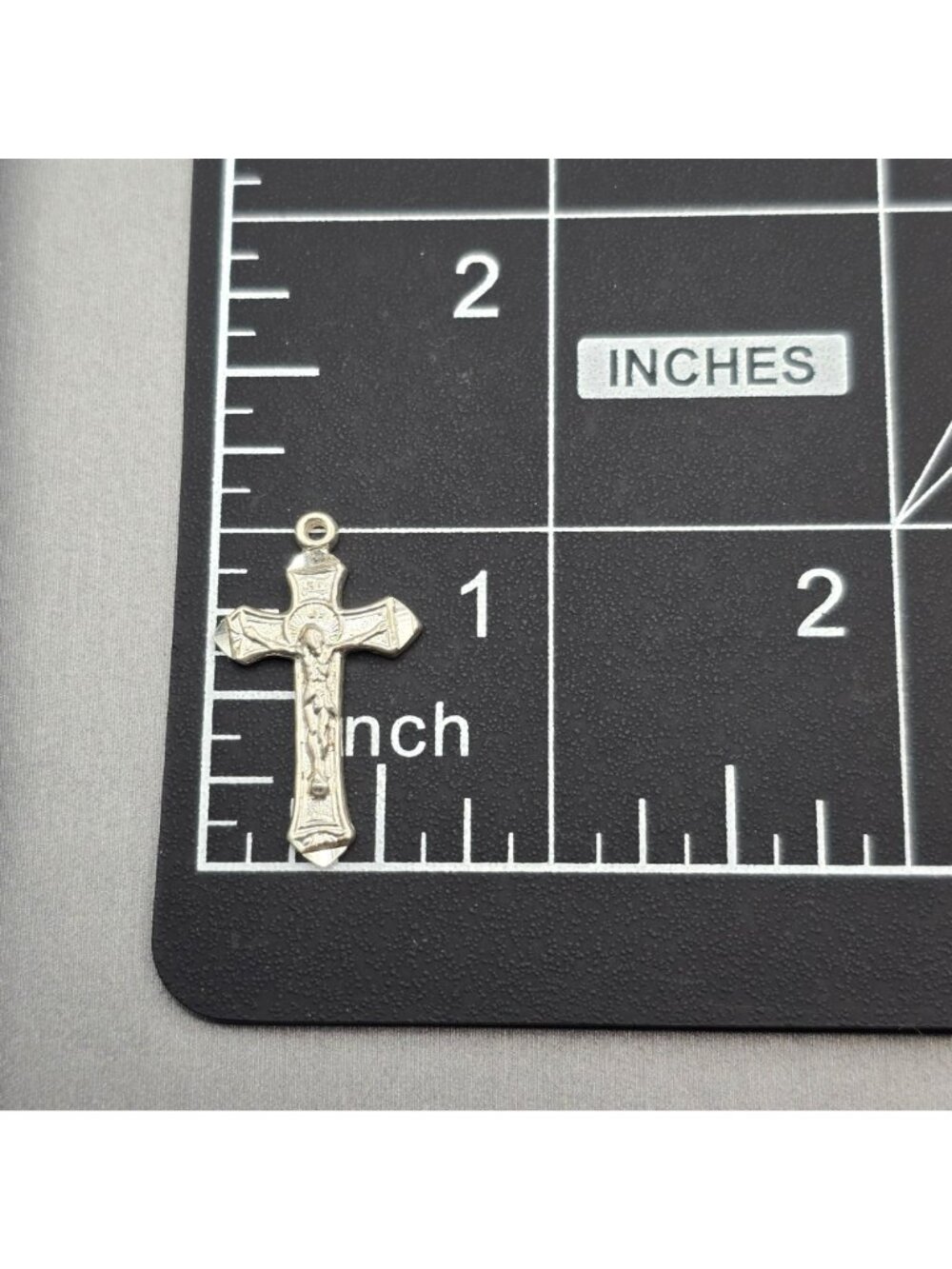 Vintage Sterling Silver Crucifix Pendant 1" Religious Cross Signed S - Picture 8 of 8